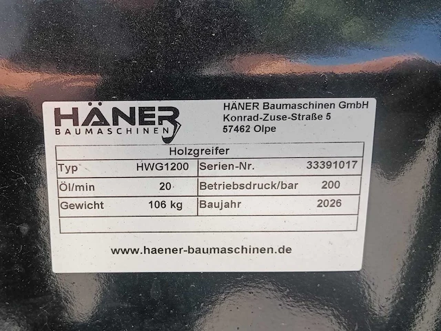 2026 häner hwg1200 hydraulische houtgrijper met baltrotors rotator en giant opname - afbeelding 8 van  8