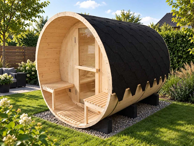 2026 intorelax panorama glas sh1824 - 240 cm barrel sauna - afbeelding 1 van  9