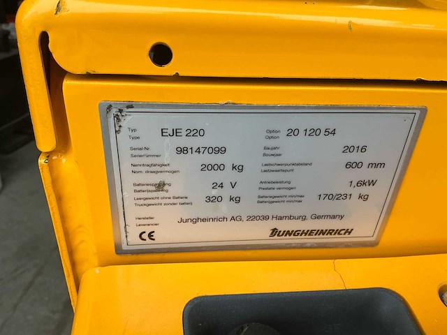2026 jungheinrich eje220 elektrische palletwagen - afbeelding 1 van  8