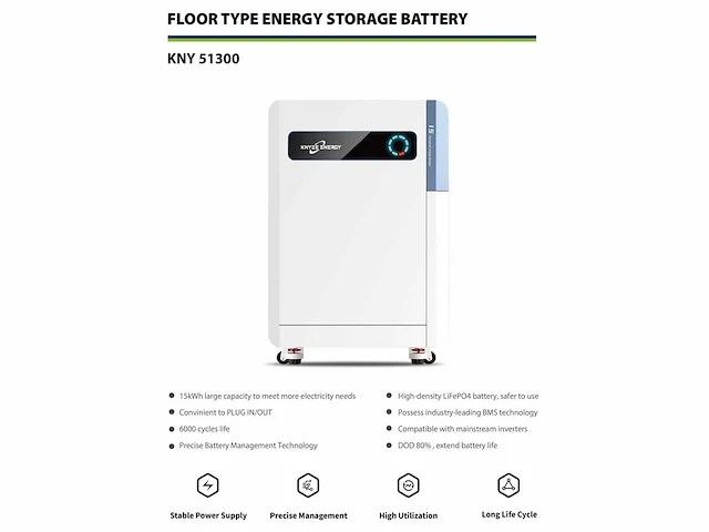 2026 knye energy kny51300 lifepo4 energieopslagbatterij 15,36 kwh – 51,2 v / 300 ah - afbeelding 2 van  12