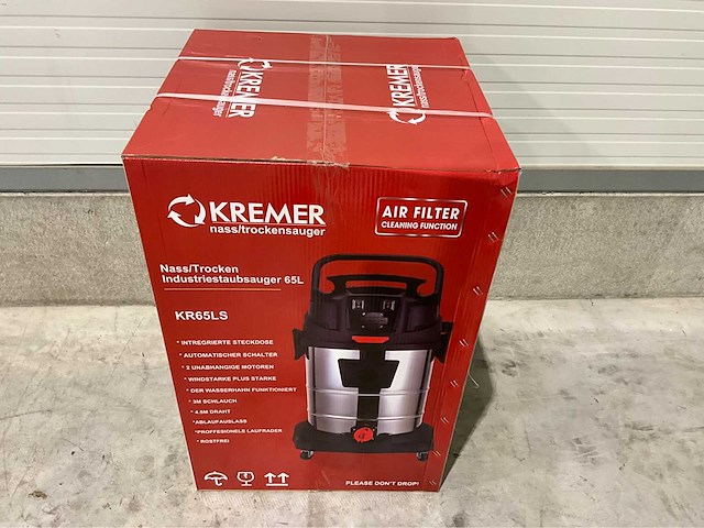 2026 kremer 65 liter rood industriële stofzuiger nat/droog - afbeelding 8 van  9