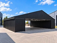 2026 rhino-cross 12,1x12,2x1,8 m staalconstructie / loods inclusief 2 x 40ft containers nieuw met 2 zijdeuren