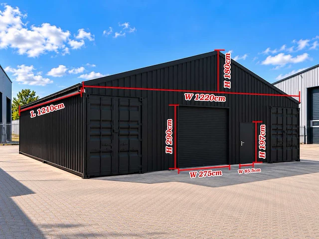 2026 rhino-cross 12,1x12,2x1,8 m staalconstructie / loods met elektrische deur - afbeelding 2 van  2