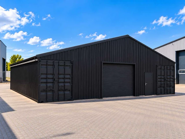 2026 rhino-cross 12,1x12,2x1,8 m staalconstructie / loods met elektrische deur - afbeelding 1 van  2