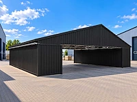 2026 rhino-cross 12,1x15,25x2,45 m staalconstructie / loods inclusief 2 x 40ft containers nieuw met 2 zijdeuren