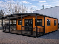2026 rhino-houses 36,5 m2 2 slaapkamers, badkamer en keuken mobiele woonunit / tiny house met luifel / balkon - afbeelding 1 van  72