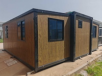 2026 rhino-houses 36,5 m2 2 slaapkamers, badkamer en keuken mobiele woonunit / tiny house met luifel / balkon