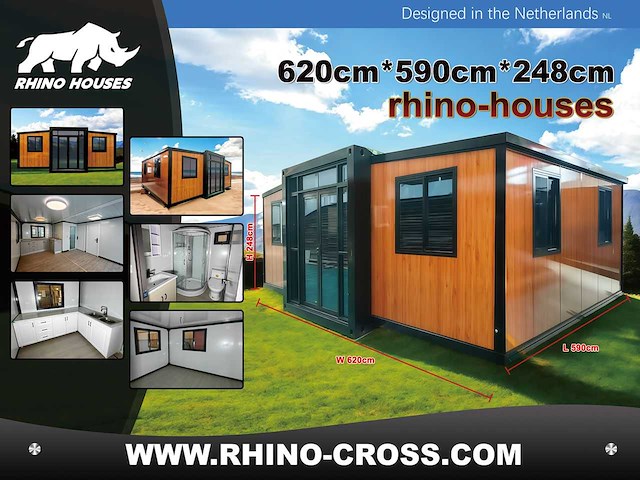 2026 rhino-houses 36,5 m2 2 slaapkamers, badkamer en keuken mobiele woonunit / tiny house met luifel / balkon - afbeelding 52 van  52