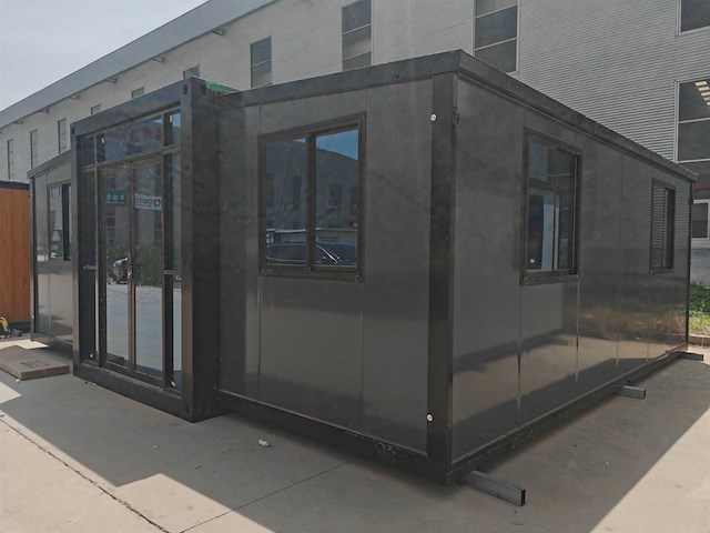 2026 rhino houses 36,5 m2 zwart 2 slaapkamers, badkamer en keuken mobiele woonunit / tiny house met luifel / balkon - afbeelding 25 van  41