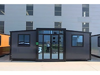 2026 rhino houses 36,5 m2 zwart 2 slaapkamers, badkamer en keuken mobiele woonunit / tiny house met luifel / balkon - afbeelding 2 van  38