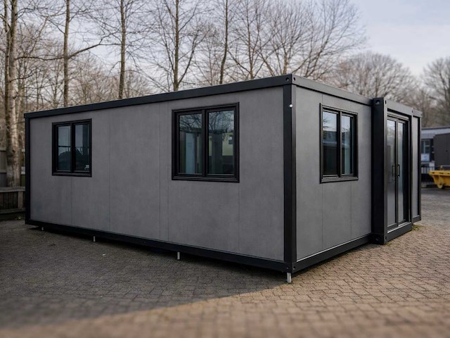 2026 rhino houses 36,5 m2 zwart 2 slaapkamers, badkamer en keuken mobiele woonunit / tiny house met luifel / balkon - afbeelding 8 van  49