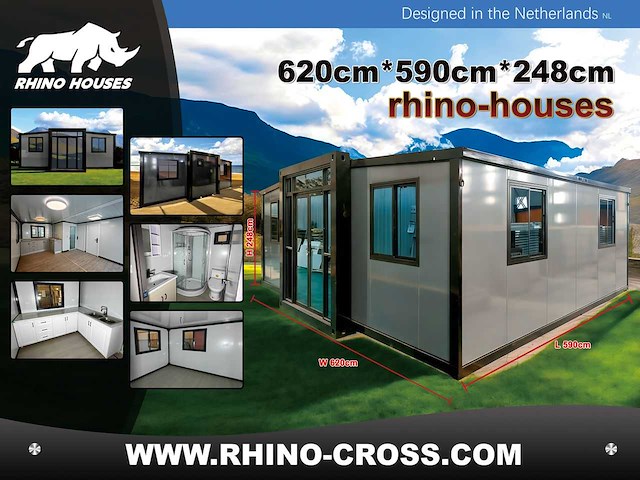 2026 rhino houses 36,5 m2 zwart 2 slaapkamers, badkamer en keuken mobiele woonunit / tiny house met luifel / balkon - afbeelding 52 van  52