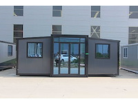 2026 rhino houses 36,5 m2 zwart 2 slaapkamers, badkamer en keuken mobiele woonunit / tiny house met luifel / balkon - afbeelding 3 van  18
