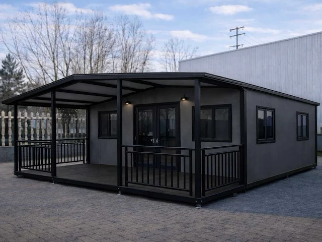 2026 rhino houses 36,5 m2 zwart 2 slaapkamers, badkamer en keuken mobiele woonunit / tiny house met luifel / balkon - afbeelding 27 van  73