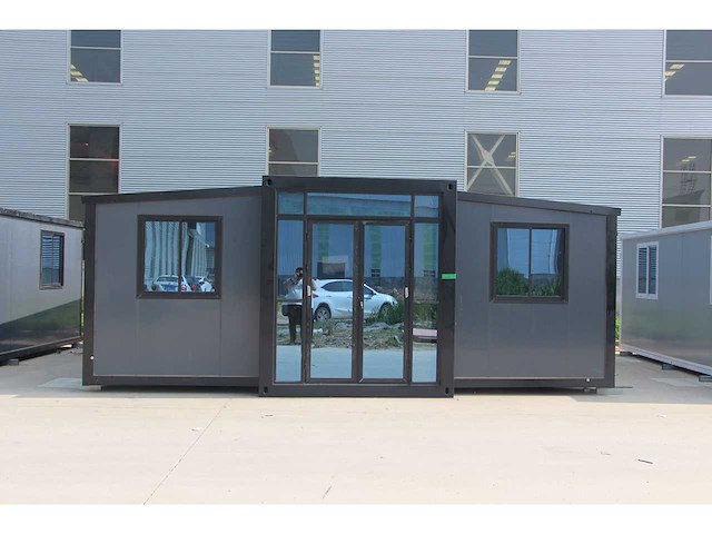 2026 rhino houses 36,5 m2 zwart 2 slaapkamers, badkamer en keuken mobiele woonunit / tiny house met luifel / balkon - afbeelding 3 van  73