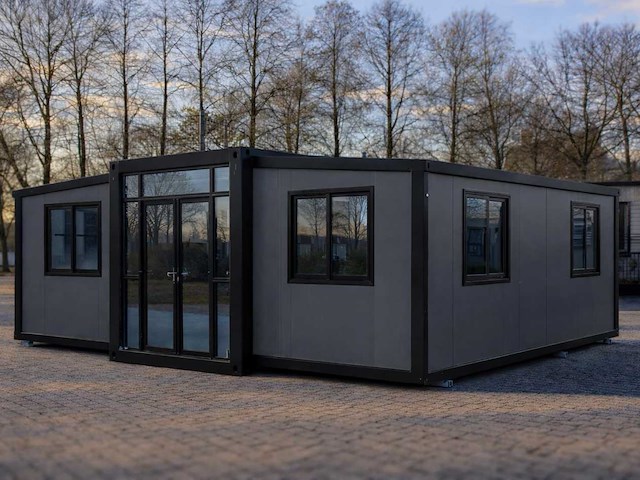 2026 rhino houses 36,5 m2 zwart 2 slaapkamers, badkamer en keuken mobiele woonunit / tiny house - afbeelding 1 van  55