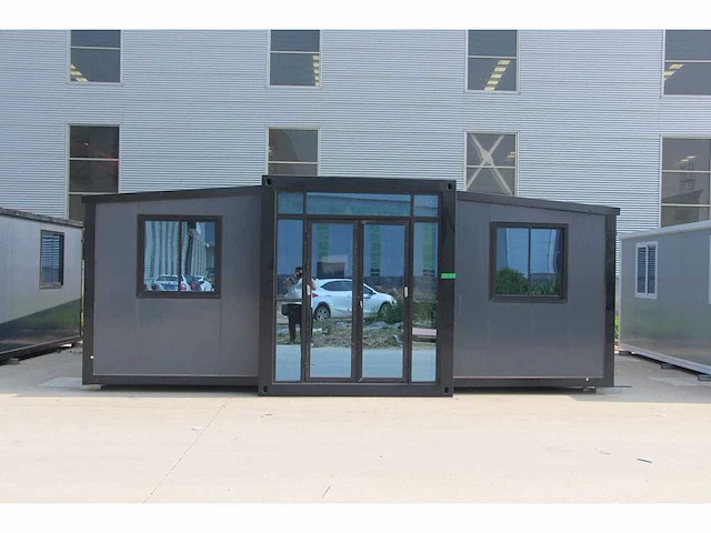2026 rhino houses 36,5 m2 zwart 2 slaapkamers, badkamer en keuken mobiele woonunit / tiny house - afbeelding 1 van  72