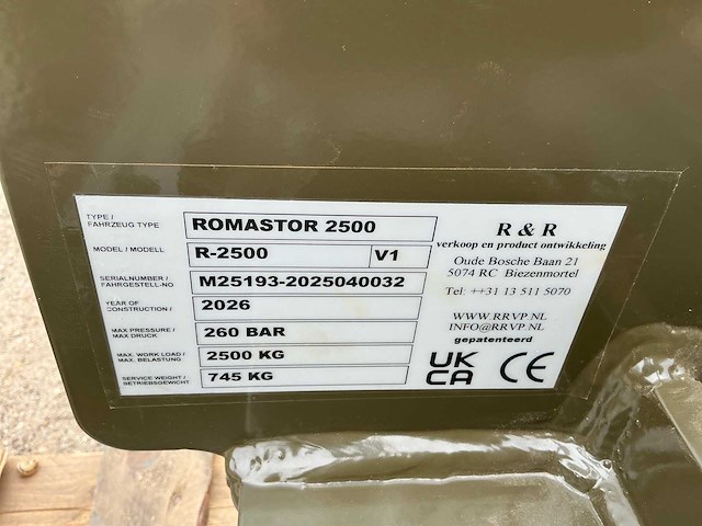 2026 r&r romastor r-2500 v1 hydraulisch 360° roterend vorkenbord - afbeelding 7 van  15