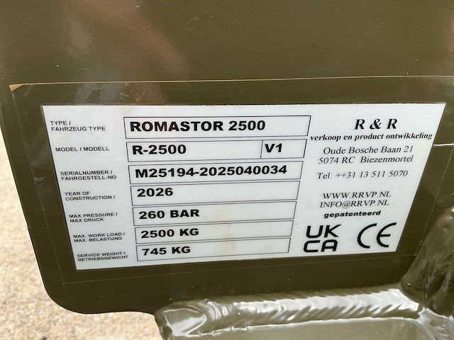 2026 r&r romastor r-2500 v1 hydraulisch 360° roterend vorkenbord - afbeelding 4 van  4