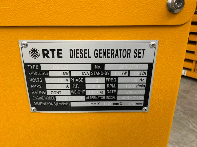 2026 rte dgn125 125 kva noodstroomaggregaat - afbeelding 21 van  26