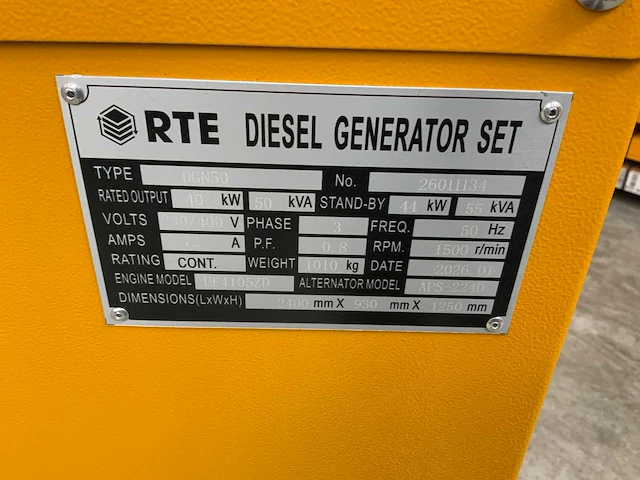 2026 rte dgn50 50 kva noodstroomaggregaat - afbeelding 15 van  20