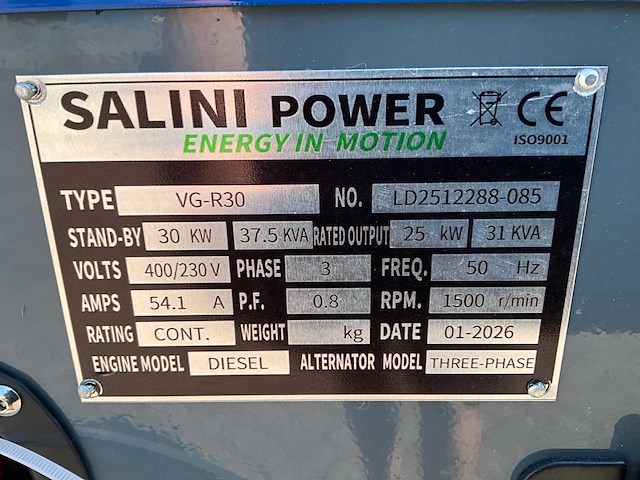 2026 salini vg-r30 stroomgenerator - afbeelding 4 van  4