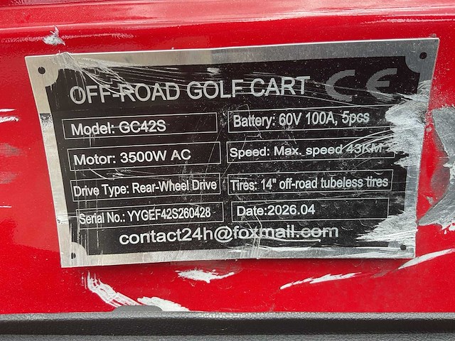 2026 sdlool gc42s 4+2 off-road golf cart rood golfkar - afbeelding 2 van  19