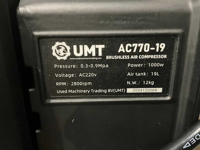 2026 umt ac770-19 19 liter hogedrukcompressor - afbeelding 11 van  11