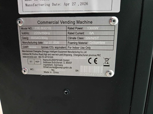2026 vlex fsc-6g (v10) verkoopautomaat / vendingmachine - afbeelding 5 van  13