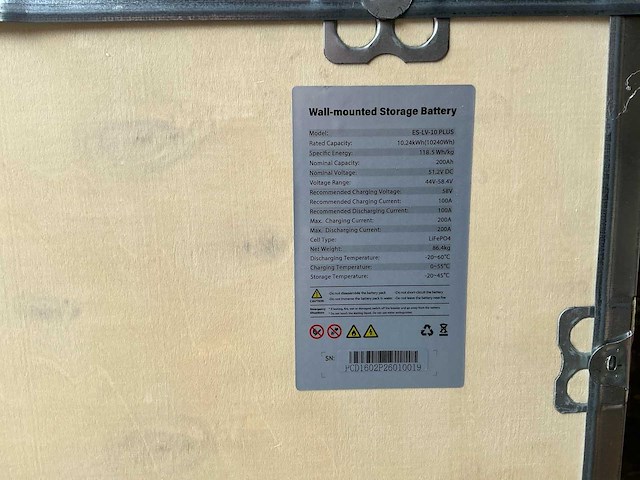 2026 wall-mounted thuisbatterij es-lv-10 plus – 10,24 kwh – 51,2 v – lifepo4 - afbeelding 4 van  14