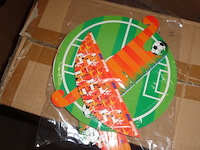 20x kartonnen hapjesschaal voetbal oranje - afbeelding 2 van  3