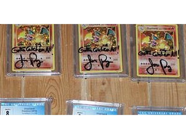 21 gegrade charizard pokemon kaarten met handtekening jason paige (geen certificaat aanwezig) door cgc w.o.... onderdeel van combinatiekavel kavels p001 t/m p051 combinatiekavel - afbeelding 2 van  5