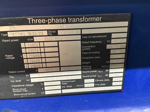 2100 kva sgb transformator 23.000/689-482 volt dry type - afbeelding 2 van  10