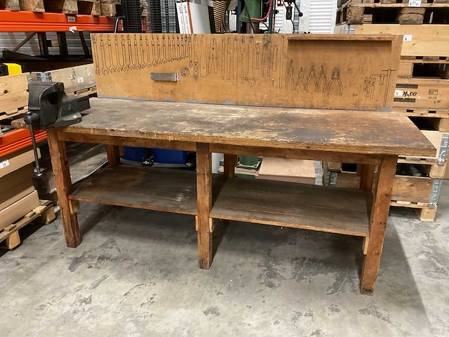 215cm werkbank met bankschroef - afbeelding 1 van  4