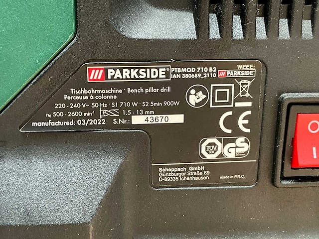 22 parkside ptbmod 710 b2 kolomboormachine - afbeelding 5 van  5