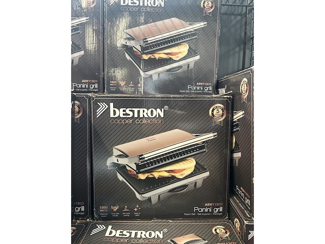 23x panini grill bestron, copper collection asw113co - afbeelding 2 van  4