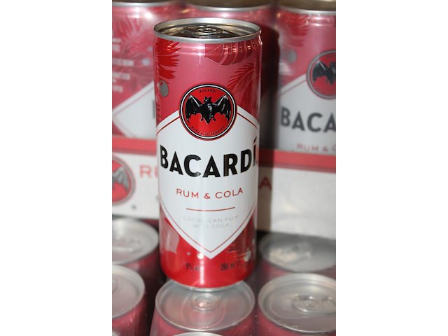 24 blikken bacardi cola 0,25cl. tht 11-2026. bod inclusief statiegeldwaarde van 3,60 euro. - afbeelding 2 van  2