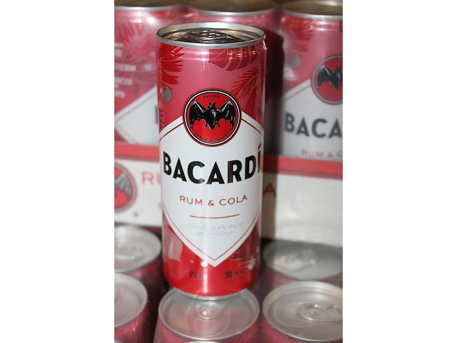 24 blikken bacardi cola 0,25cl. tht 11-2026. bod inclusief statiegeldwaarde van 3,60 euro. - afbeelding 2 van  2
