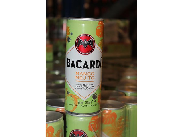 24 x 12 blikken bacardi cola mango mojito 0,25cl. tht 5-2026. bod inclusief statiegeldwaarde van 43,20 euro. - afbeelding 2 van  2