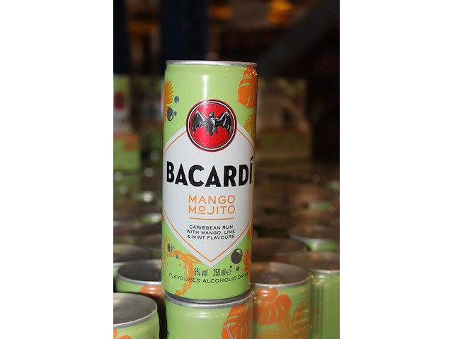 24 x 12 blikken bacardi cola mango mojito 0,25cl. tht 5-2026. bod inclusief statiegeldwaarde van 43,20 euro. - afbeelding 2 van  2