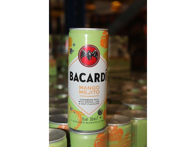 24 x 12 blikken bacardi cola mango mojito 0,25cl. tht 5-2026. bod inclusief statiegeldwaarde van 43,20 euro. - afbeelding 2 van  2