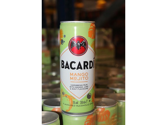 24 x 12 blikken bacardi cola mango mojito 0,25cl. tht 5-2026. bod inclusief statiegeldwaarde van 43,20 euro. - afbeelding 2 van  2
