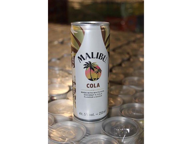 24 x 12 blikken malibu cola 0,25cl. tht 5-2026. bod inclusief statiegeldwaarde van 43,20 euro. - afbeelding 2 van  2