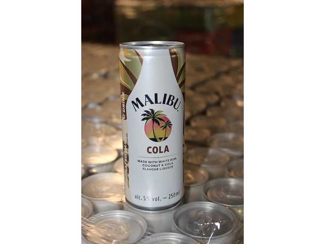 24 x 12 blikken malibu cola 0,25cl. tht 5-2026. bod inclusief statiegeldwaarde van 43,20 euro. - afbeelding 2 van  2