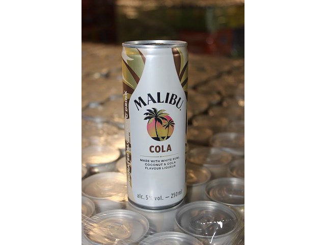 24 x 12 blikken malibu cola 0,25cl. tht 5-2026. bod inclusief statiegeldwaarde van 43,20 euro. - afbeelding 2 van  2