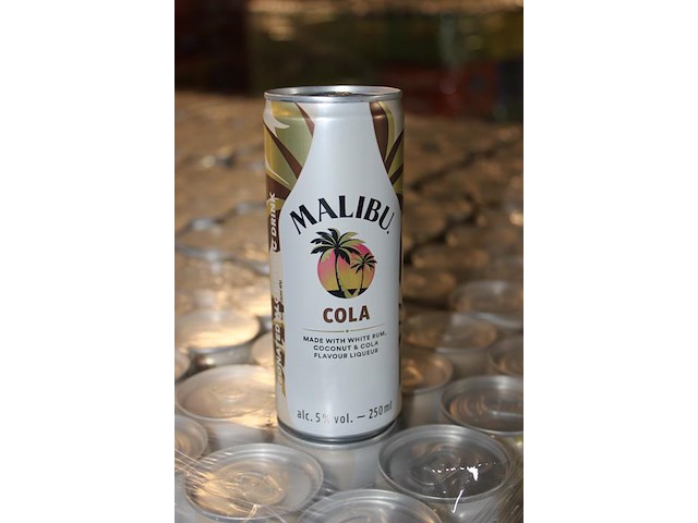 24 x 12 blikken malibu cola 0,25cl. tht 5-2026. bod inclusief statiegeldwaarde van 43,20 euro. - afbeelding 2 van  2