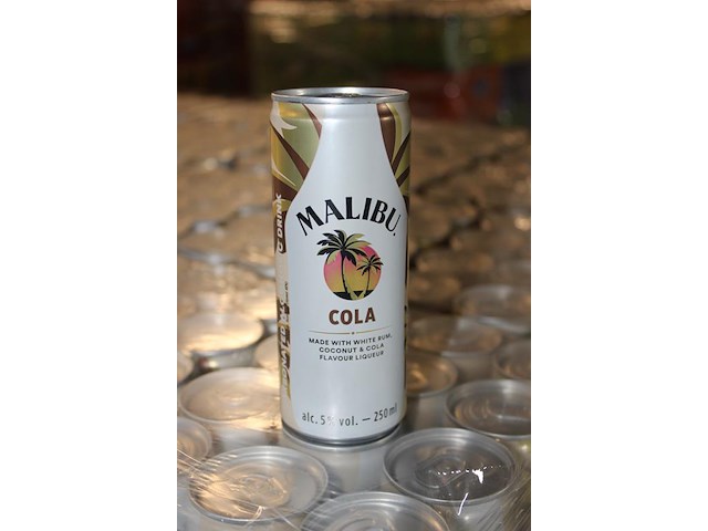 24 x 12 blikken malibu cola 0,25cl. tht 5-2026. bod inclusief statiegeldwaarde van 43,20 euro. - afbeelding 2 van  2