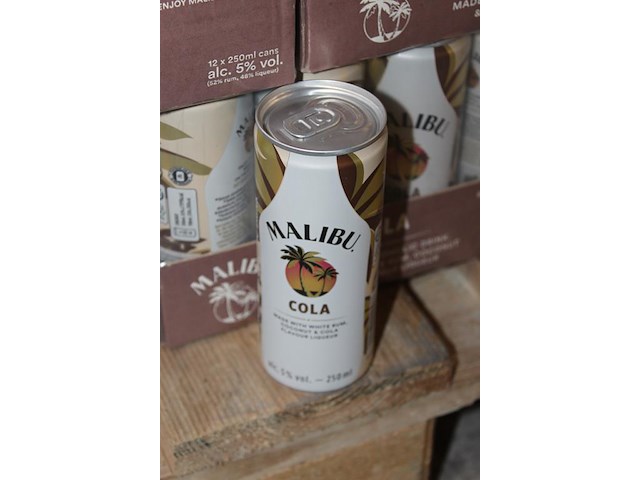 24 x 12 blikken malibu cola 0,25cl. tht 5-2026. bod inclusief statiegeldwaarde van 43,20 euro. - afbeelding 2 van  2