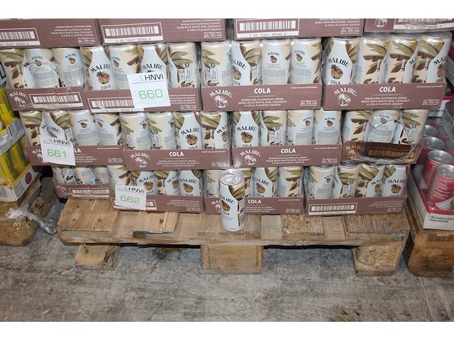 24 x 12 blikken malibu cola 0,25cl. tht 5-2026. bod inclusief statiegeldwaarde van 43,20 euro. - afbeelding 1 van  2