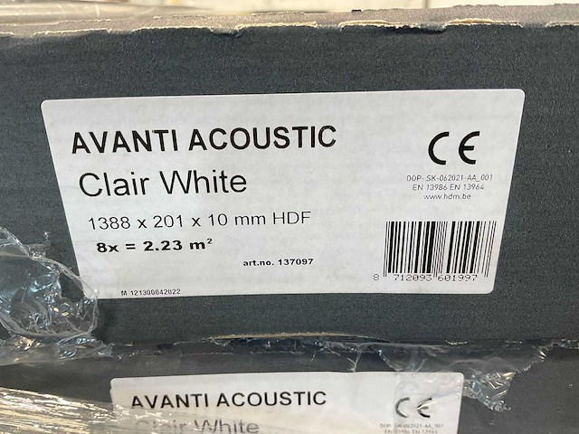 24,5m² hdm akoestische wandpanelen - clair white - 138,8x20,1 cm - afbeelding 7 van  8